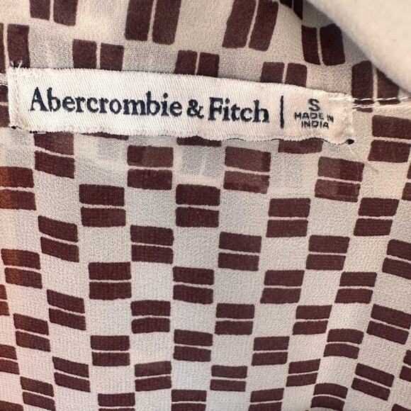ABERCROMBIE & FITCH Brown and White Sheer Checkered Open Clasp Shirt - Picture 4 of 8